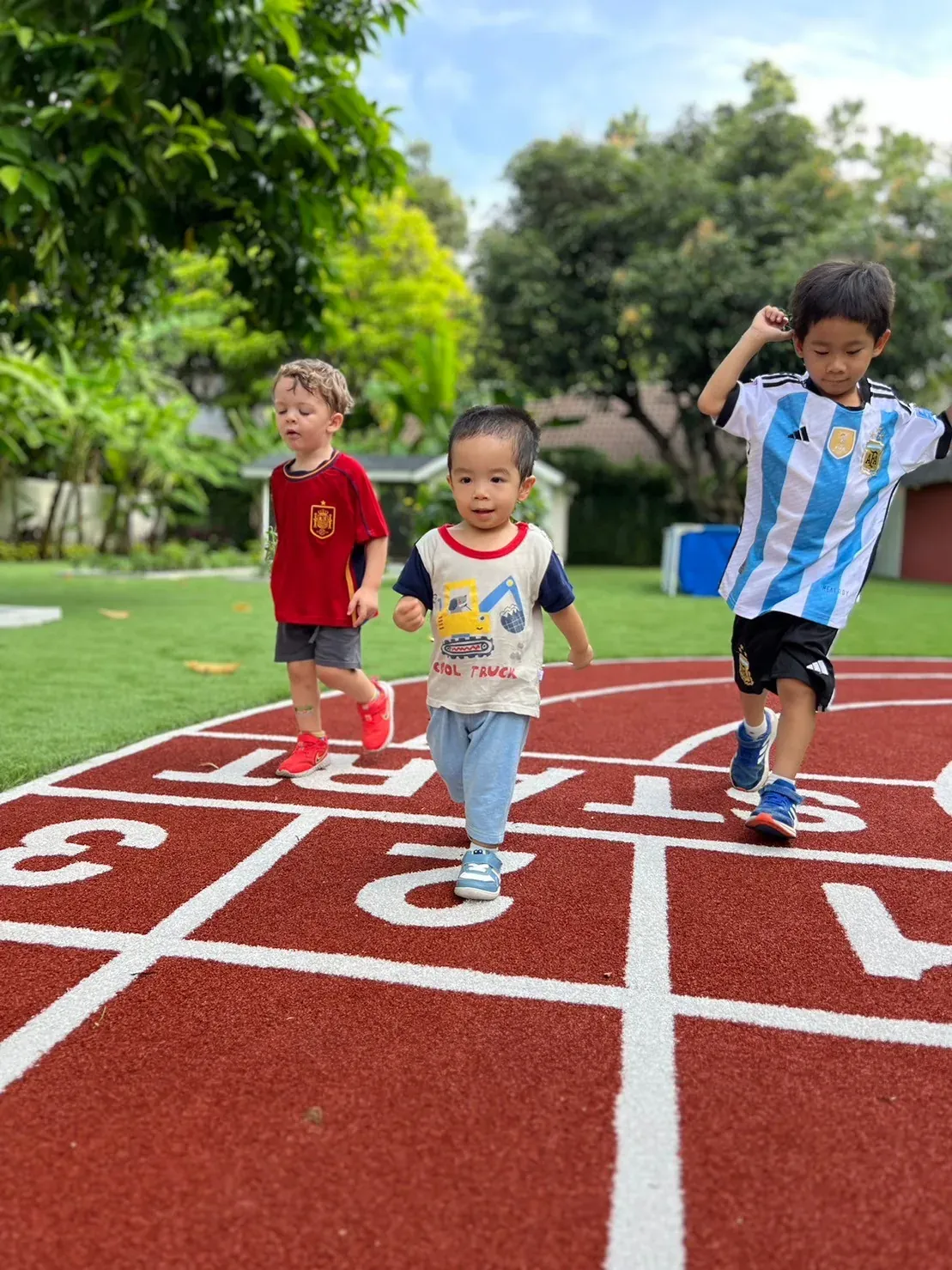 A child balancing during a physical activity